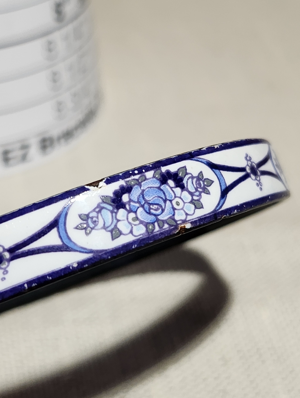 Vintage Michaela Frey Blue Floral Enamel Bangle Bracelet
